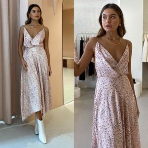 Acler Blush Pink Floral Midi Dress